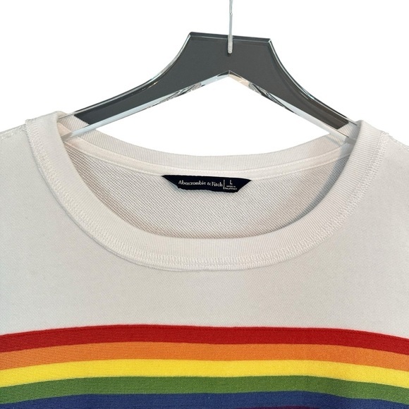 Abercrombie & Fitch Retro Vibe Y2K Cropped Rainbow Terry Sweatshirt Size‎ L - Picture 4 of 11